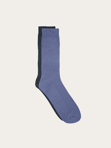 KnowledgeCotton Apparel - UNI 2-pack classic sock Socks 1432 Moonlight Blue