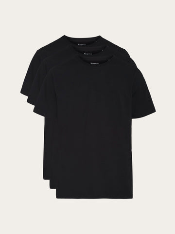 KnowledgeCotton Apparel - MEN 3-pack t-shirt T-shirts 1300 Black Jet