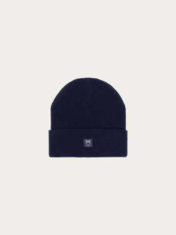 KnowledgeCotton Apparel - UNI Double layer wool beanie Hats 1001 Total Eclipse