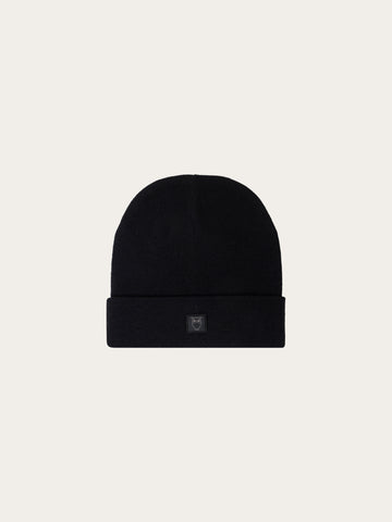 KnowledgeCotton Apparel - UNI Double layer wool beanie Hats 1300 Black Jet