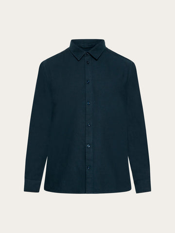 KnowledgeCotton Apparel - MEN Dune regular flannel shirt Shirts 1001 Total Eclipse