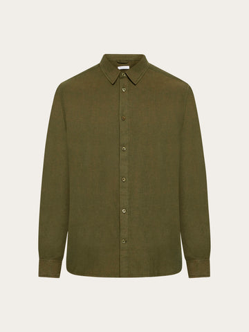 KnowledgeCotton Apparel - MEN Dune regular flannel shirt Shirts 1090 Forest Night