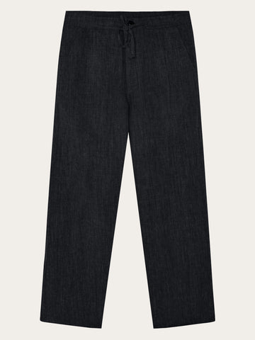 KnowledgeCotton Apparel - MEN Fig loose linen blend pants Pants 1300 Black Jet