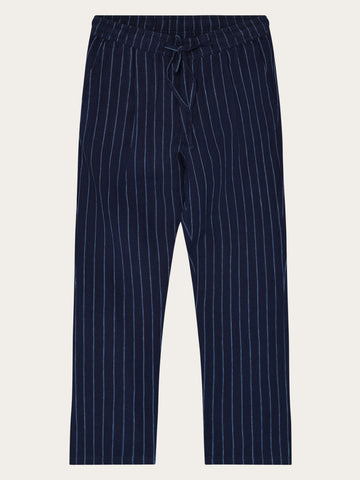 KnowledgeCotton Apparel - MEN Fig loose linen pants Pants 8021 Blue stripe