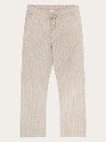 KnowledgeCotton Apparel - MEN Fig loose linen pants Pants 8033 Creme Stripe