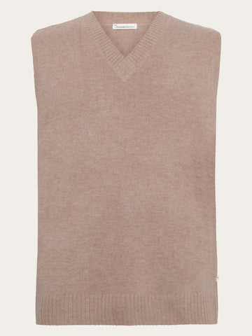 KnowledgeCotton Apparel - MEN Lambswool Vest Knit RWS Knits 1336 Kelp melange