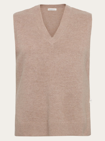 KnowledgeCotton Apparel - WMN Lambswool vest RWS Knits 1336 Kelp melange