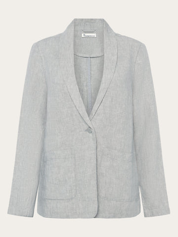 KnowledgeCotton Apparel - WMN Linen blazer Jackets 1496 Yarndyed Ultimate Grey