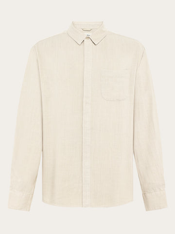 KnowledgeCotton Apparel - MEN Linen blend shirt Shirts 1387 Egret