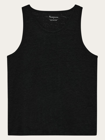 KnowledgeCotton Apparel - WMN Linen tank top T-shirts 1300 Black Jet