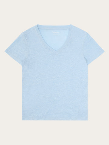 KnowledgeCotton Apparel - WMN Linen v-neck t-shirt T-shirts 1009 Skyway