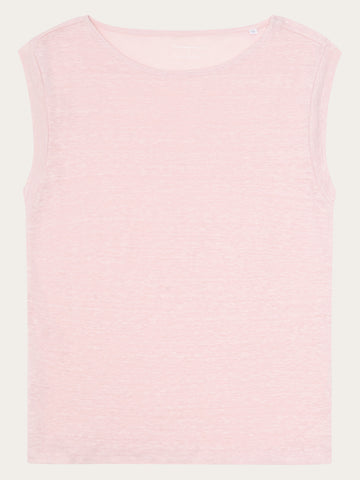KnowledgeCotton Apparel - WMN Loose fold up linen t-shirt T-shirts 1494 Pale Lilac