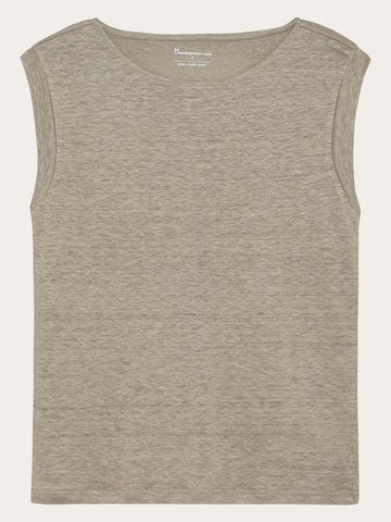 KnowledgeCotton Apparel - WMN Loose fold up linen t-shirt T-shirts 1495 Twill