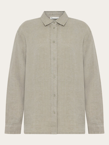 KnowledgeCotton Apparel - WMN Loose linen shirt Shirts 1498 Twill - Yarndyed