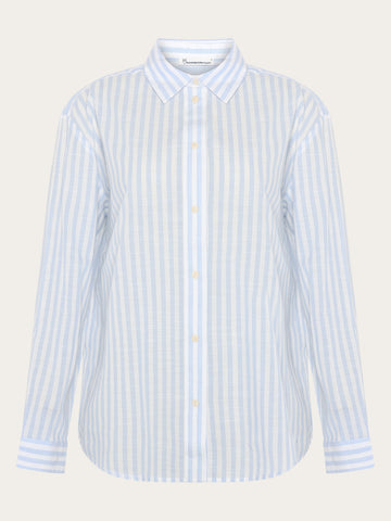 KnowledgeCotton Apparel - WMN Loose stripe shirt Shirts 8021 Blue stripe