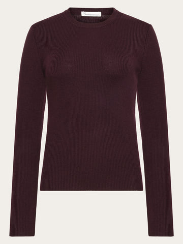 KnowledgeCotton Apparel - WMN Merino Wool Rib Knit RWS Knits 1281 Fig