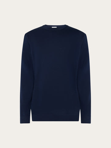 KnowledgeCotton Apparel - MEN Merino crew neck sweater Knits 1001 Total Eclipse