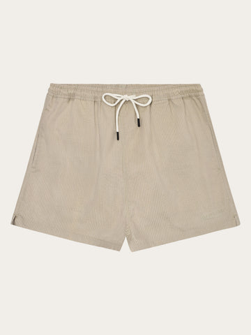 KnowledgeCotton Apparel - MEN Mid-thigh seersucker swimshorts Swimshorts 8033 Creme Stripe