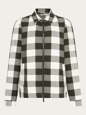 KnowledgeCotton Apparel - MEN Organic Cotton Checked Flannel Overshirt GOTS Overshirts 7023 Green check
