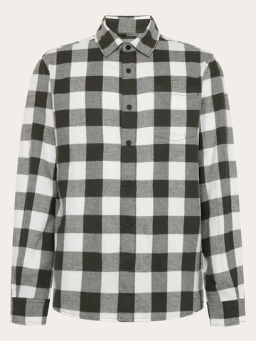 KnowledgeCotton Apparel - MEN Organic Cotton Checked Flannel Shirt GOTS Shirts 7023 Green check