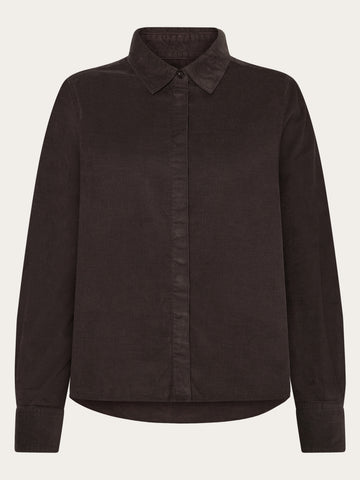 KnowledgeCotton Apparel - WMN Organic Cotton Corduroy Shirt GOTS Shirts 1487 Chocolate Torte