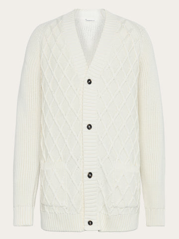 KnowledgeCotton Apparel - MEN Organic Cotton Diamond Knit - Regenerative Organic Certified™ - GOTS/Vegan Knits 1387 Egret