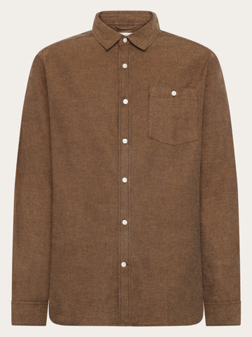 KnowledgeCotton Apparel - MEN Organic Cotton Fishbone Flannel Shirt GOTS Shirts 1487 Chocolate Torte