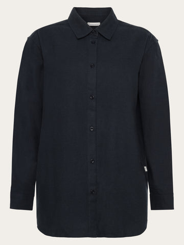 KnowledgeCotton Apparel - WMN Organic Cotton Flannel Shirt GOTS Shirts 1001 Total Eclipse