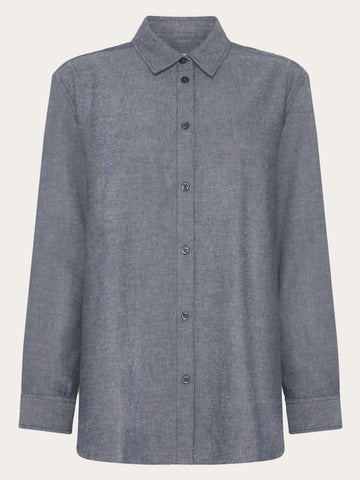 KnowledgeCotton Apparel - WMN Organic Cotton Flannel Shirt GOTS Shirts 1412 Night Sky