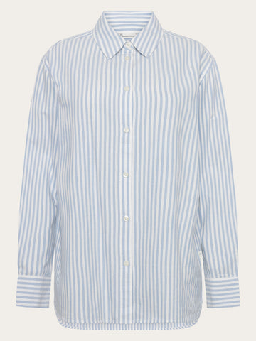 KnowledgeCotton Apparel - WMN Organic Cotton Oxford Shirt GOTS Shirts 8021 Blue stripe