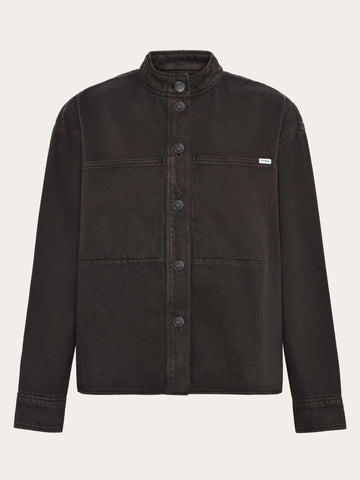 KnowledgeCotton Apparel - WMN Organic Cotton Twill Overshirt GOTS Overshirts 1487 Chocolate Torte