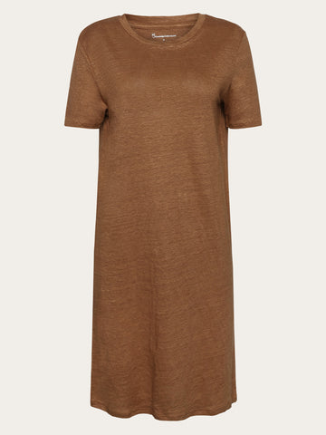KnowledgeCotton Apparel - WMN Linen t-shirt dress Dresses 1019 Tuffet