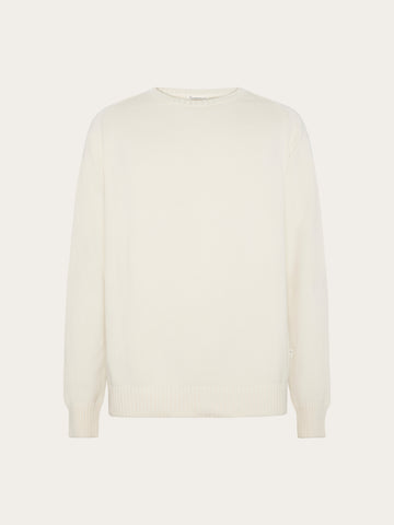 KnowledgeCotton Apparel - MEN Plain knitted crew neck Knits 1387 Egret