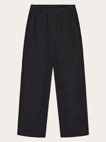 KnowledgeCotton Apparel - WMN Posey wide linen blend pants Pants 1300 Black Jet