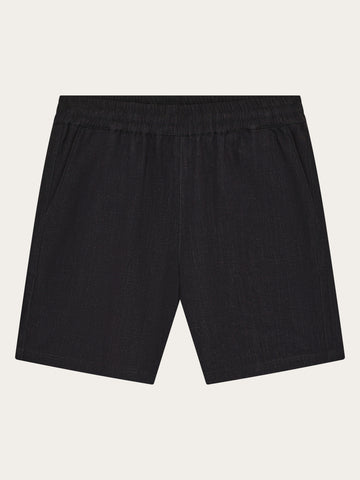 KnowledgeCotton Apparel - WMN Posey wide linen blend shorts Shorts 1300 Black Jet