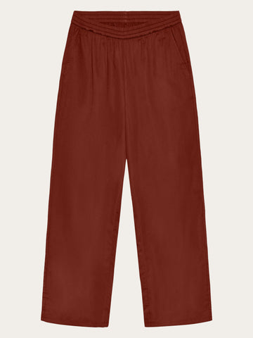 KnowledgeCotton Apparel - WMN Posey wide satin pants Pants 1488 Burnt Brick
