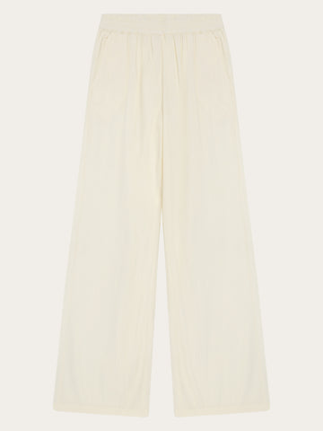 KnowledgeCotton Apparel - WMN Posey wide seersucker pants Pants 1387 Egret