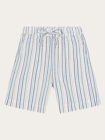 KnowledgeCotton Apparel - WMN Posey wide seersucker shorts Shorts 8032 Multi color stripe