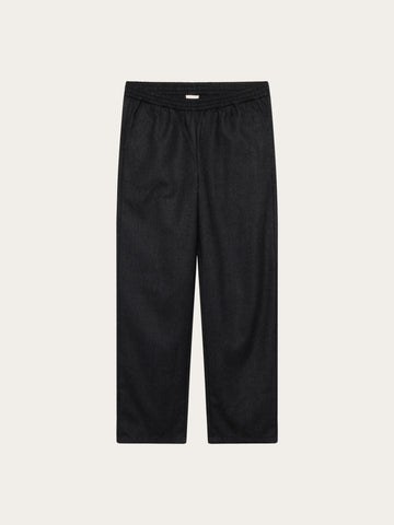 KnowledgeCotton Apparel - WMN Posey wide wool pants Pants 1073 Dark Grey Melange