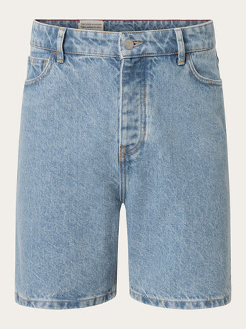 KnowledgeCotton Apparel - MEN REBORN™ 5-pocket bleached short Shorts 3050 Bleached Stonewash