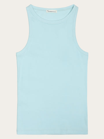 KnowledgeCotton Apparel - WMN Racer rib top T-shirts 1480 Aqua Esque