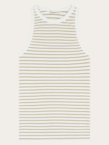 KnowledgeCotton Apparel - WMN Racer rib top T-shirts 8033 Creme Stripe