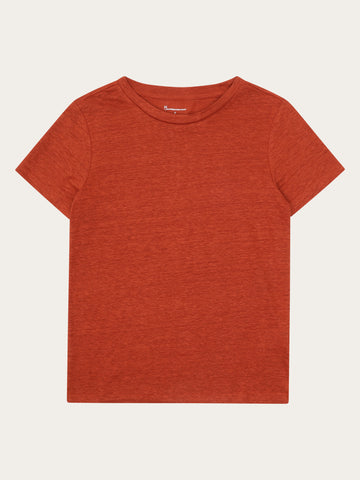 KnowledgeCotton Apparel - WMN Reg linen t-shirt T-shirts 1488 Burnt Brick