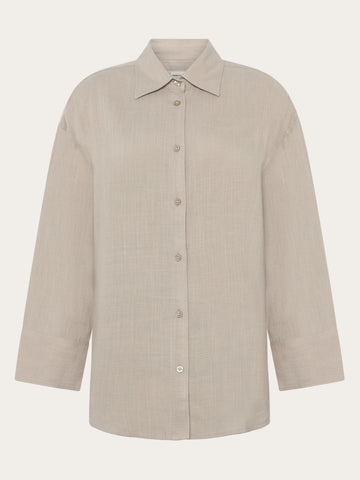 KnowledgeCotton Apparel - WMN Relaxed linen blend shirt Shirts 1228 Light feather gray
