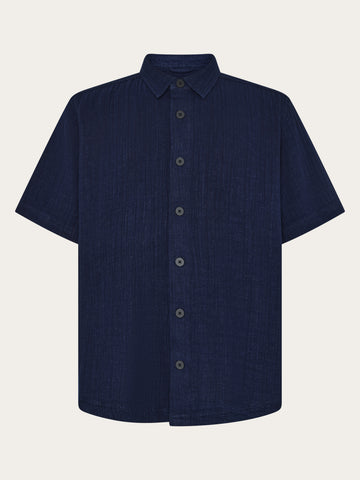 KnowledgeCotton Apparel - MEN Relaxed short sleeve shirt Shirts 1483 Indigo