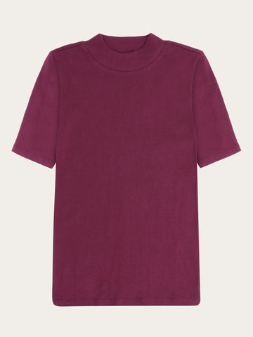 KnowledgeCotton Apparel - WMN Rib high neck short sleeve T-shirts 1281 Fig