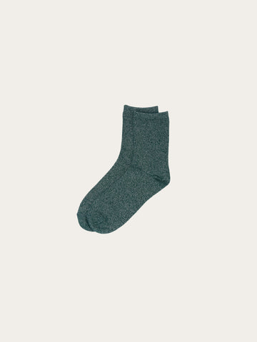 KnowledgeCotton Apparel - WMN Single pack Glitter socks Socks 1362 Trekking Green