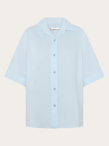 KnowledgeCotton Apparel - WMN Structure short sleeve shirt Shirts 1009 Skyway