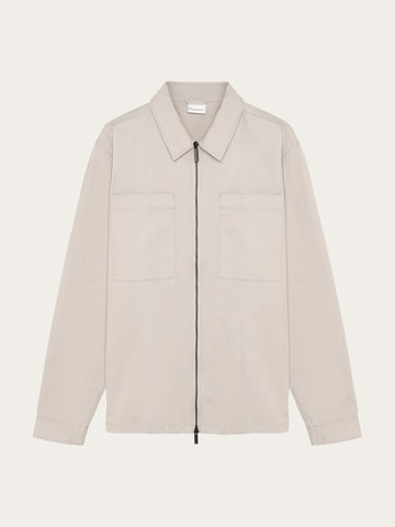 KnowledgeCotton Apparel - MEN Twill zip overshirt Overshirts 1228 Light feather gray