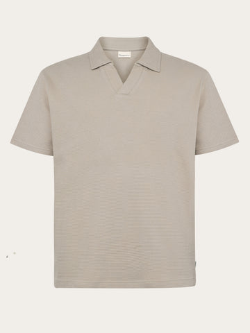 KnowledgeCotton Apparel - MEN Waffle polo Polos 1228 Light feather gray